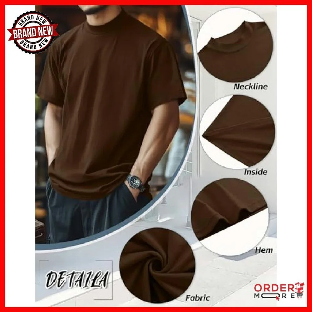 Men's Big & Tall Mock Turtleneck Shirts 3 Pack Cotton Slim Fit Undershirts